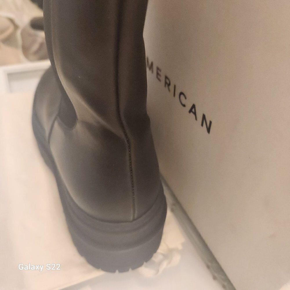Good American Womens Booties Chunky Combat Black Leather Sz 7.5 NEW GAO36V-X - Picture 4 of 12